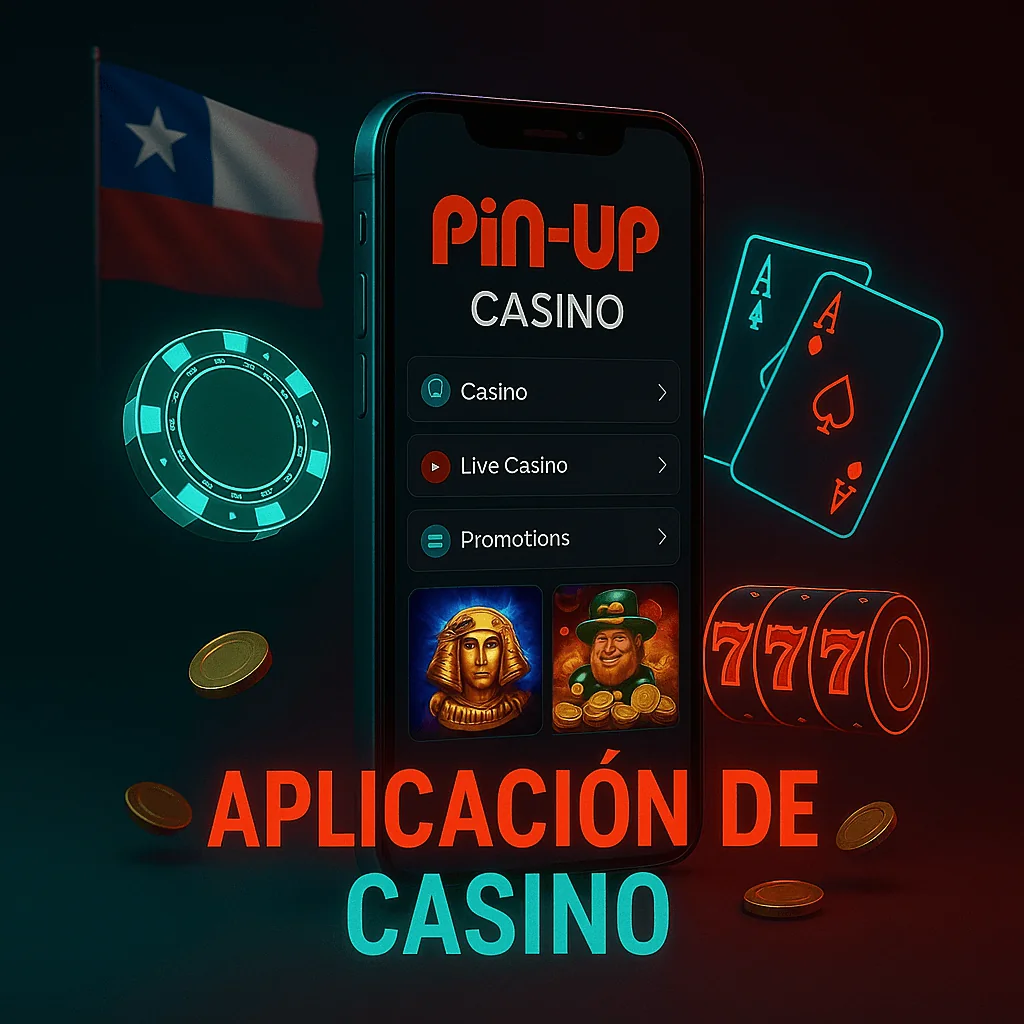Imagen representando la aplicación de casino Pin-Up con juegos en línea y opciones de apuestas.
