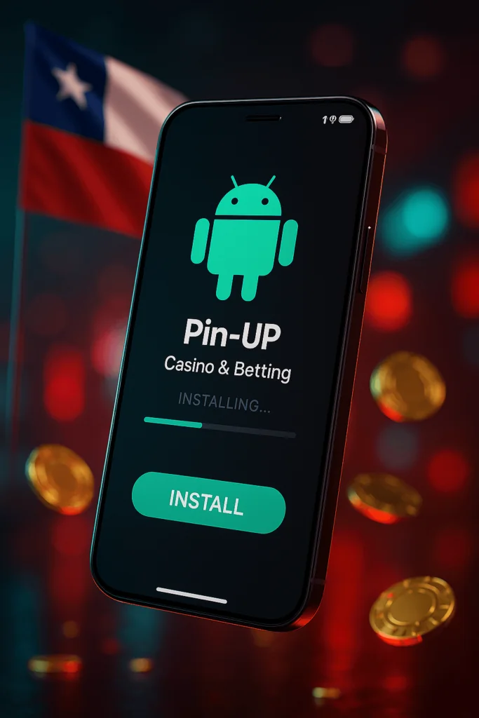 Imagen que muestra los pasos para descargar e instalar la aplicación de Pin-Up en dispositivos Android.